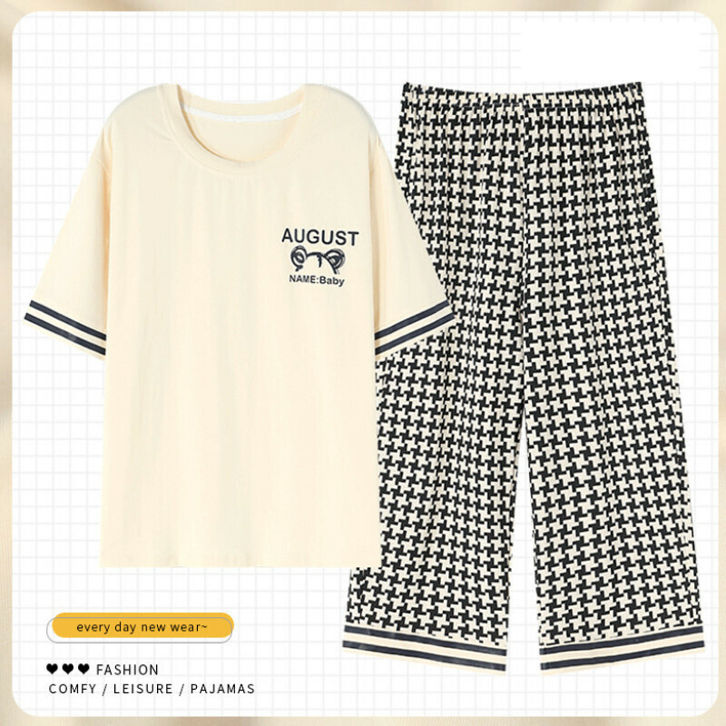 熱賣短袖七分褲圓領睡衣套裝【M-XXXL碼 ZY-8668】【下單后聯絡客服確認發貨尺碼】