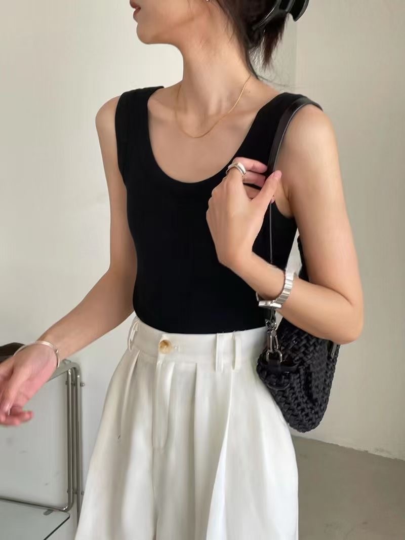 U領螺紋背心*3色