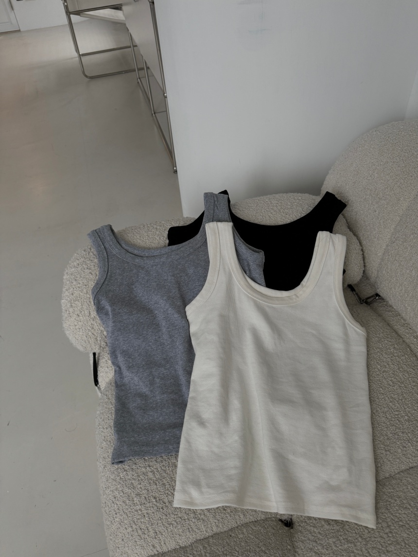 U領螺紋背心*3色