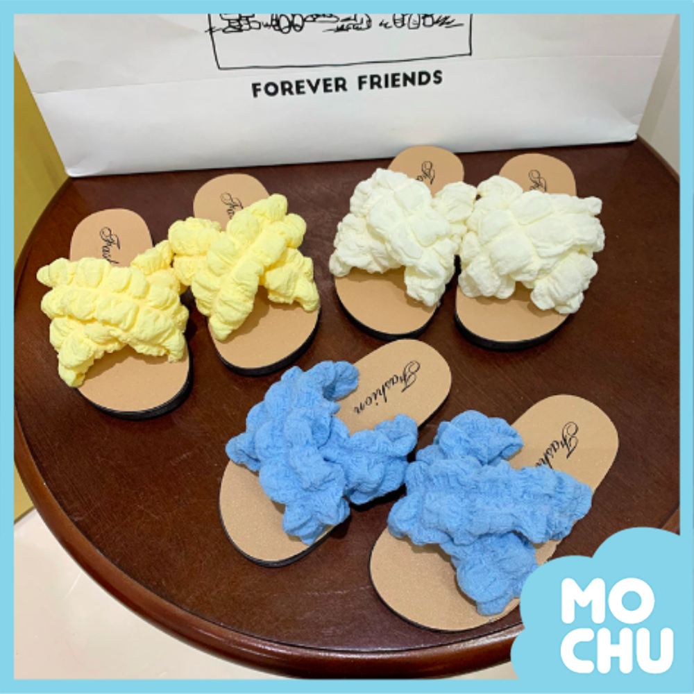 交叉泡泡棉花糖兒童拖鞋(三色)