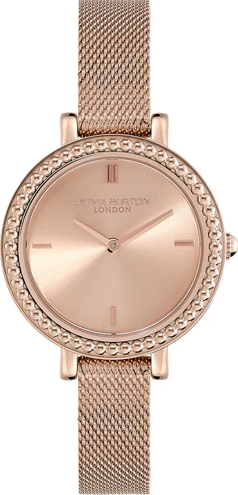 萬年鐘錶 -  Olivia Burton  藝術時尚  復古串珠錶框玫瑰金米蘭錶帶女錶 24000162 錶徑30MM