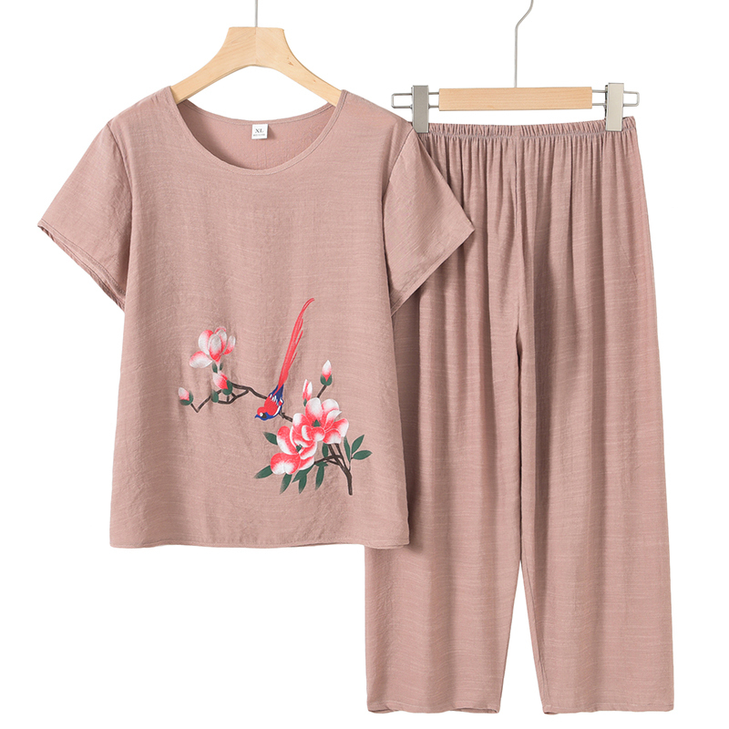 Seniors Short Sleeve Set (XL-4XL Khaki) [Please contact customer service to confirm the shipping size after placing an order]