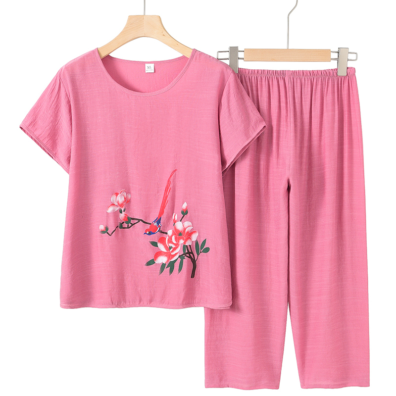 Seniors Short Sleeve Set (XL-4XL Pink) [Please contact customer service to confirm the shipping size after placing an order]