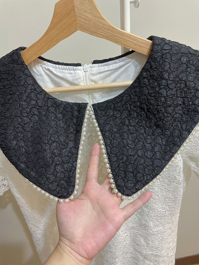 氣質可愛珠珠娃娃領片洋裝-一色