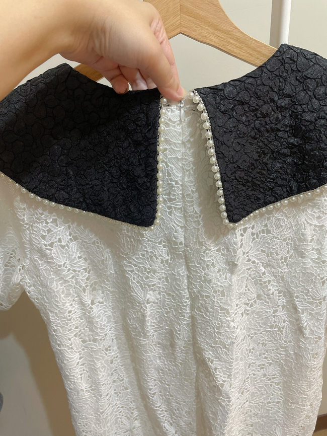 氣質可愛珠珠娃娃領片洋裝-一色