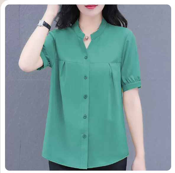 Short sleeve chiffon shirt (green size: S-3XL) (please contact customer service to confirm the shipping size after placing an order)#