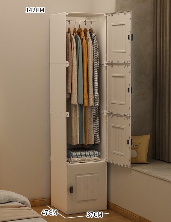收納達人簡易塑膠衣櫃 (加厚4門1掛, 5kg)