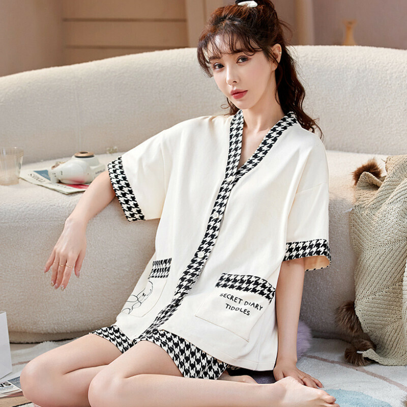 爆款短袖短褲睡衣套裝【M-XXL碼 AM-28583】【下單后聯絡客服確認發貨尺碼 】