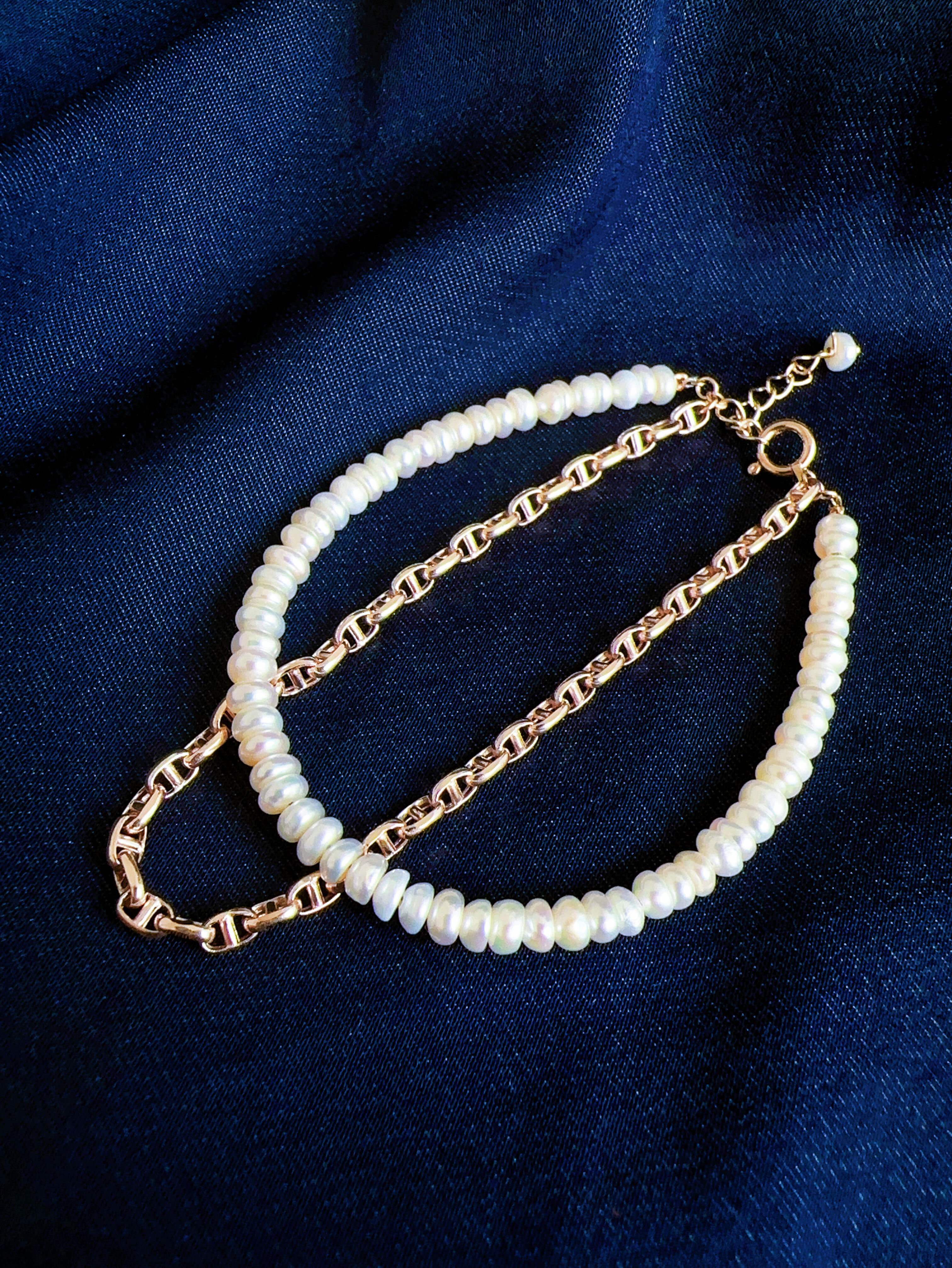 珍珠鈤圈雙鍊手鍊