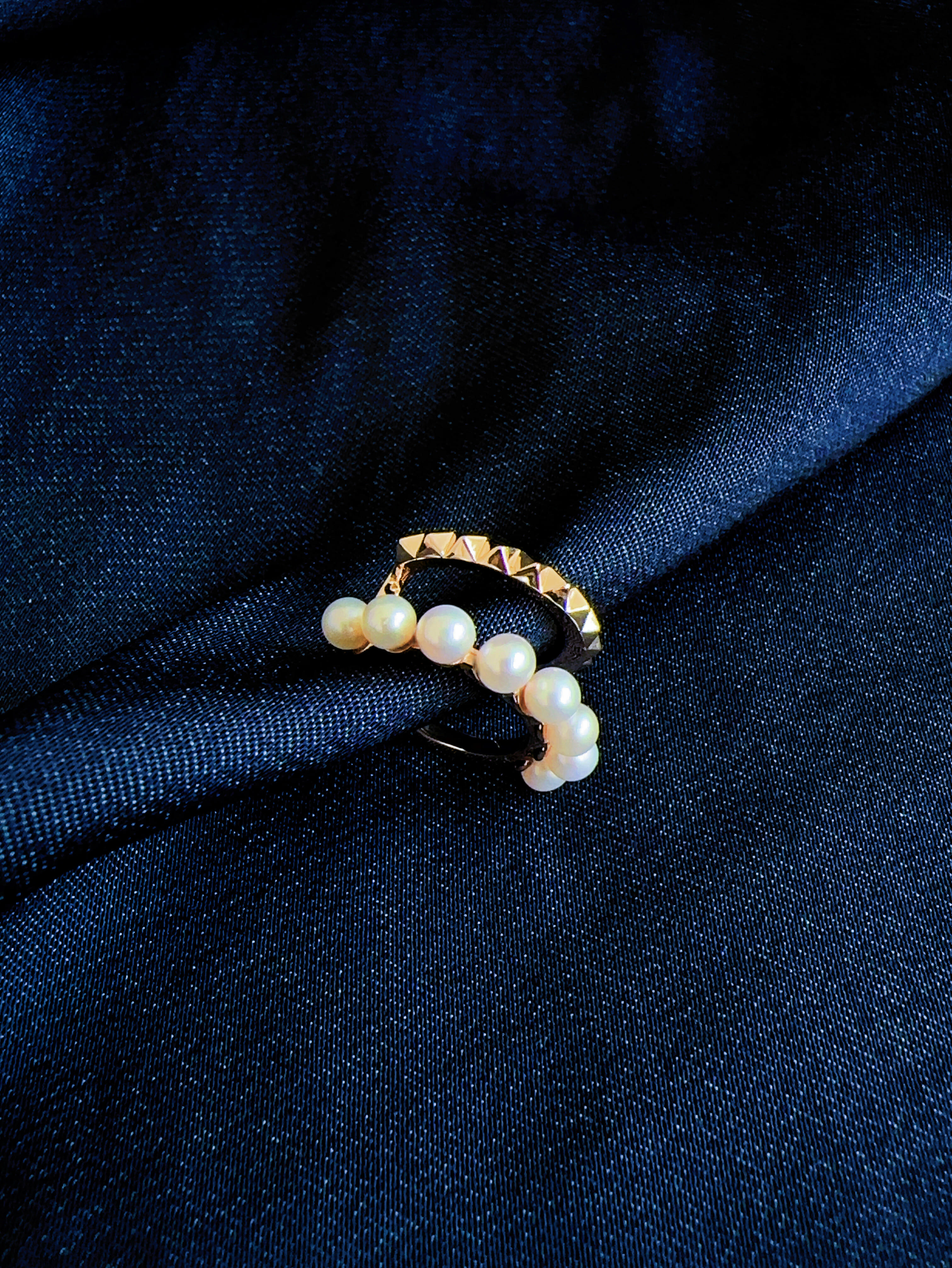 鉚釘波提珍珠耳扣