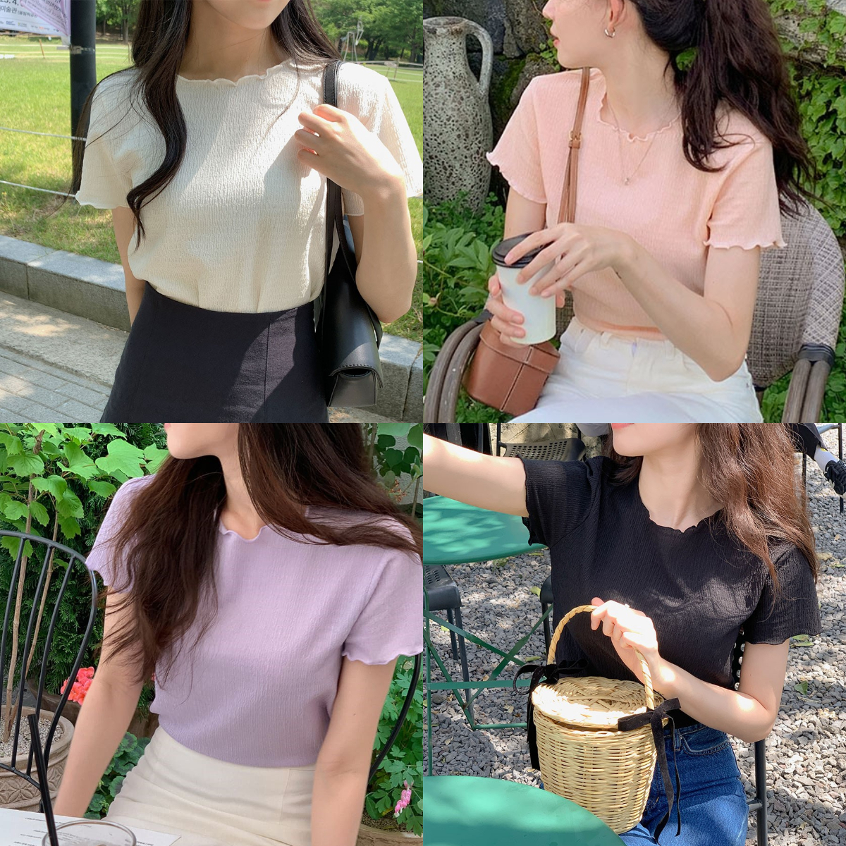 (韓網熱銷突破5千件)韓國Cherrykoko授權 韓系清透木耳邊皺皺感上衣【MADE, CRKO】系列