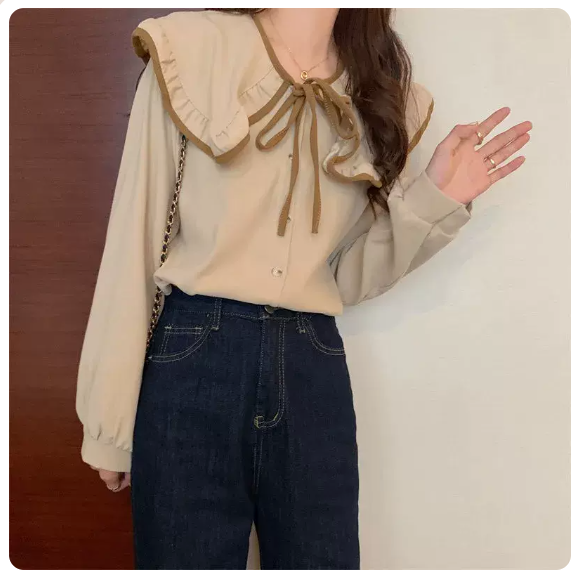 Corduroy Doll Collar Shirt (Apricot Size: S-3XL) (Please contact customer service to confirm the shipping size after placing an order)