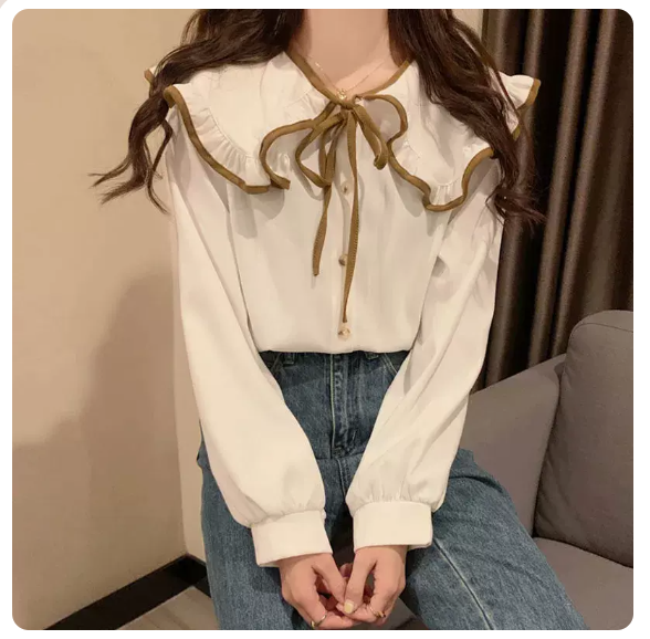 Corduroy Doll Collar Shirt (White Size: S-3XL) (Please contact customer service to confirm the shipping size after placing an order)