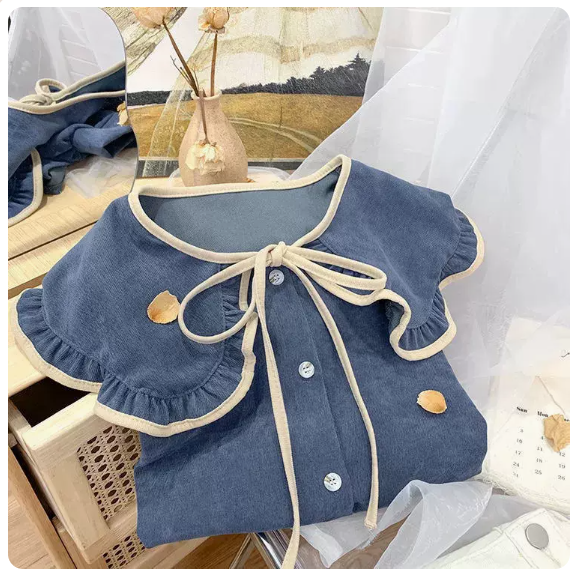 Corduroy Doll Collar Shirt (Blue Size: S-3XL) (Please contact customer service to confirm the shipping size after placing an order)