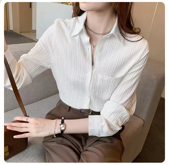 Vertical Striped Shirt (White Size: S-3XL) (Please contact customer service to confirm the shipping size after placing an order)