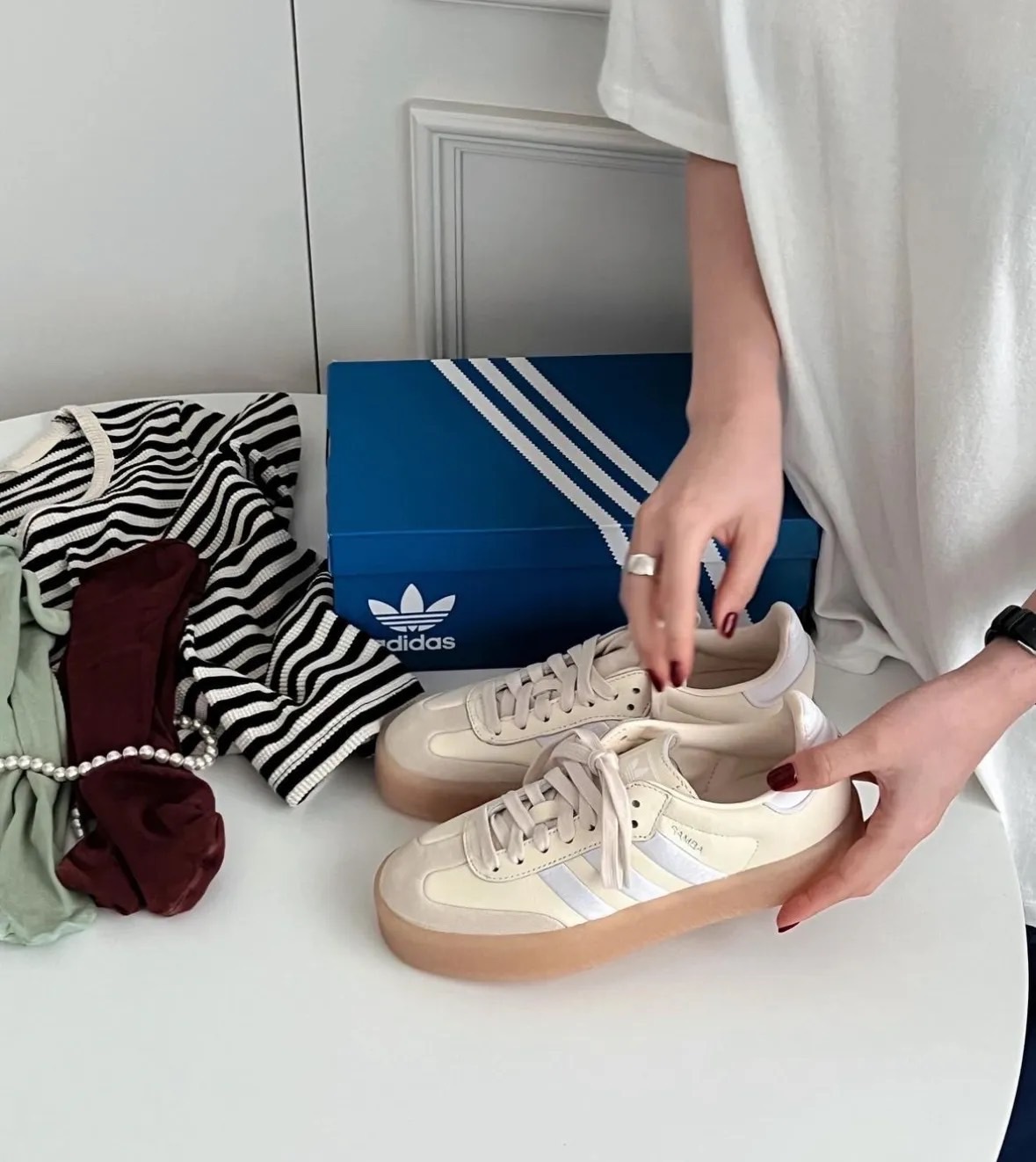 ADIDAS SAMBAE 奶油黃 焦糖底 厚底