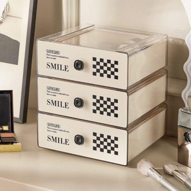 《4155》SMILE棋盤格抽屜式收納盒
