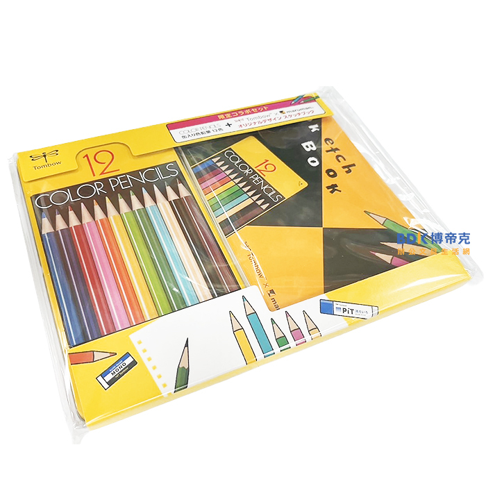 Tombow 日本蜻蜓牌 12色色鉛筆+Maruman速寫本 PCA-281 聯名限定版