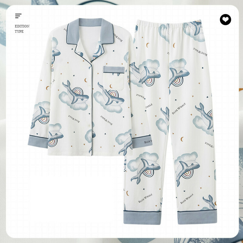 Cotton long-sleeved pajama set【M-3XL AM-34406】【Contact customer service to confirm shipping size after placing an order】
