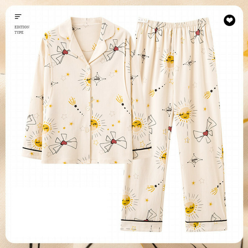 Cotton long-sleeved pajama set【M-3XL AM-34551】【Contact customer service to confirm the shipping size after placing an order】