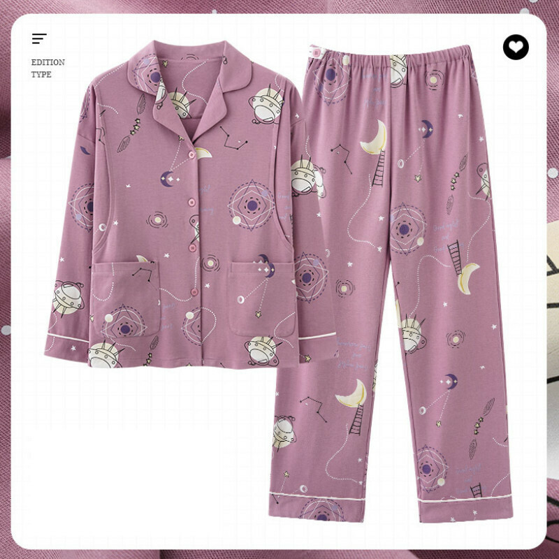 Cotton long-sleeved pajama set【M-3XL AM-34552】【Contact customer service to confirm the shipping size after placing an order】