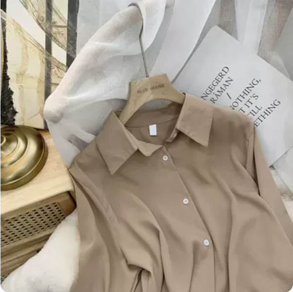 熱賣寬松垂感休閑襯衣(卡其色 尺碼:S-3XL)(下單後請聯絡客服確認發貨尺碼)