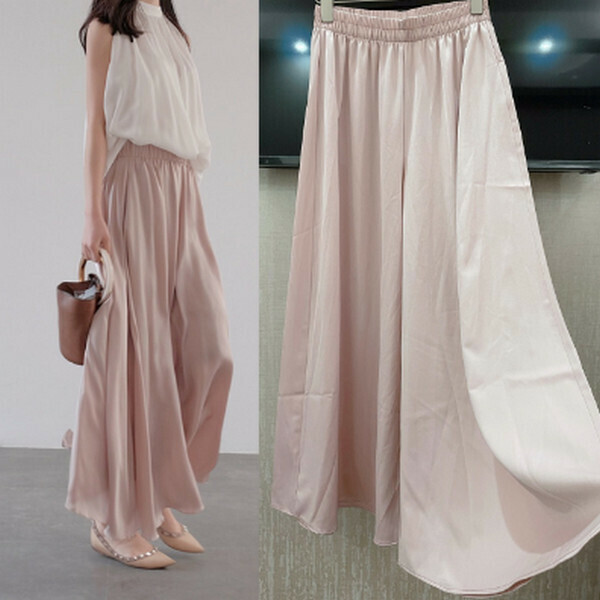 High-end slimming chiffon wide-leg culottes [pink] [S-L size] [Contact customer service to confirm size after placing an order]