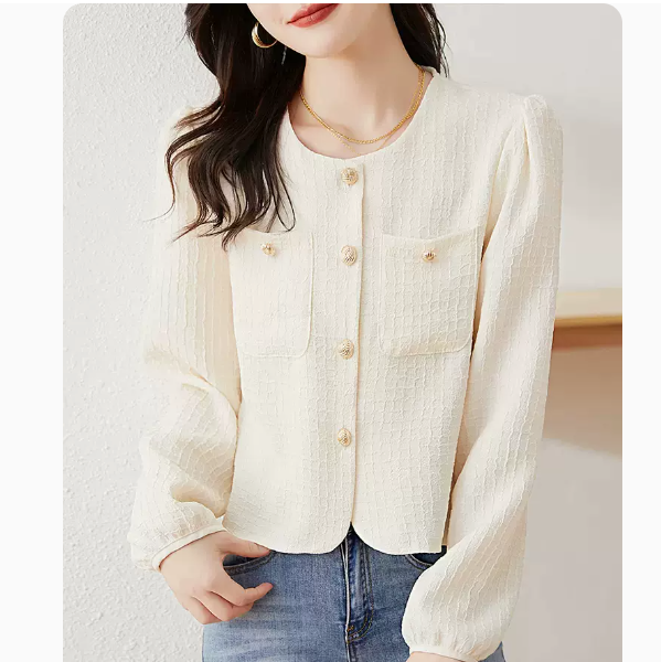 Short Puff Sleeve Shirt (White Size: S-3XL) (Please contact customer service to confirm the shipping size after placing an order)