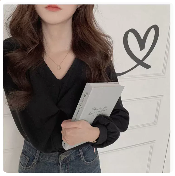 V-neck Long Sleeve Base Shirt (Black Size: S-3XL) (Please contact customer service to confirm the shipping size after placing an order)