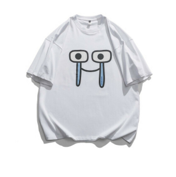 Casual print short sleeve T (white) [M-5XL size] [Contact customer service to confirm the shipping size after placing an order]