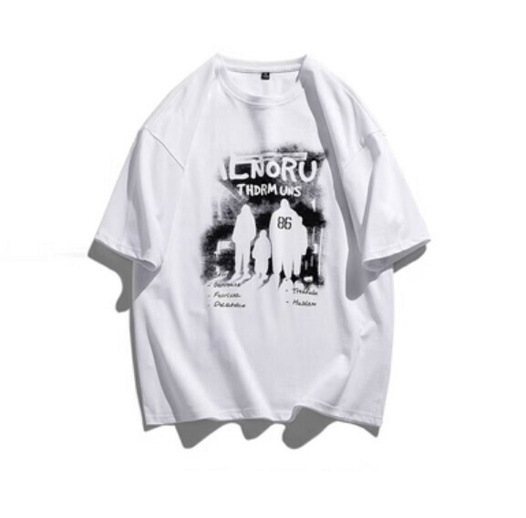 Vintage graffiti print short sleeve T (white) [M-4XL size] [Contact customer service to confirm the shipping size after placing an order]