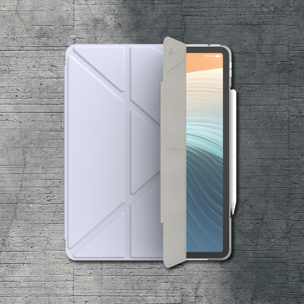 JTLEGEND Ness Pro 多角度含磁扣 iPad Pro 13 吋 (第 7 代，2024，M4) 折疊防撥水布紋保護殼, 冰藍