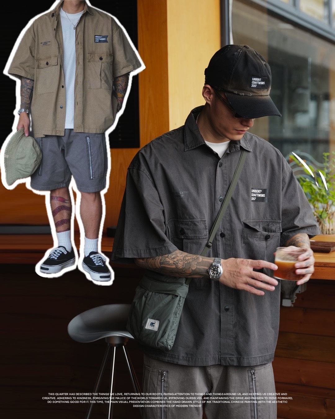 #預購 UNBENT 24SS 水洗蠟染 大口袋工裝 短袖襯衫 三色