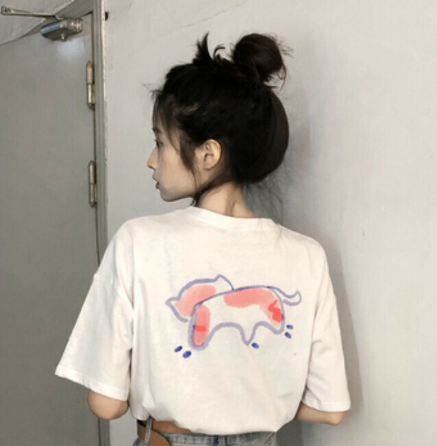 Cute Short Sleeve T-Shirt (White Back Kitten T-Size)