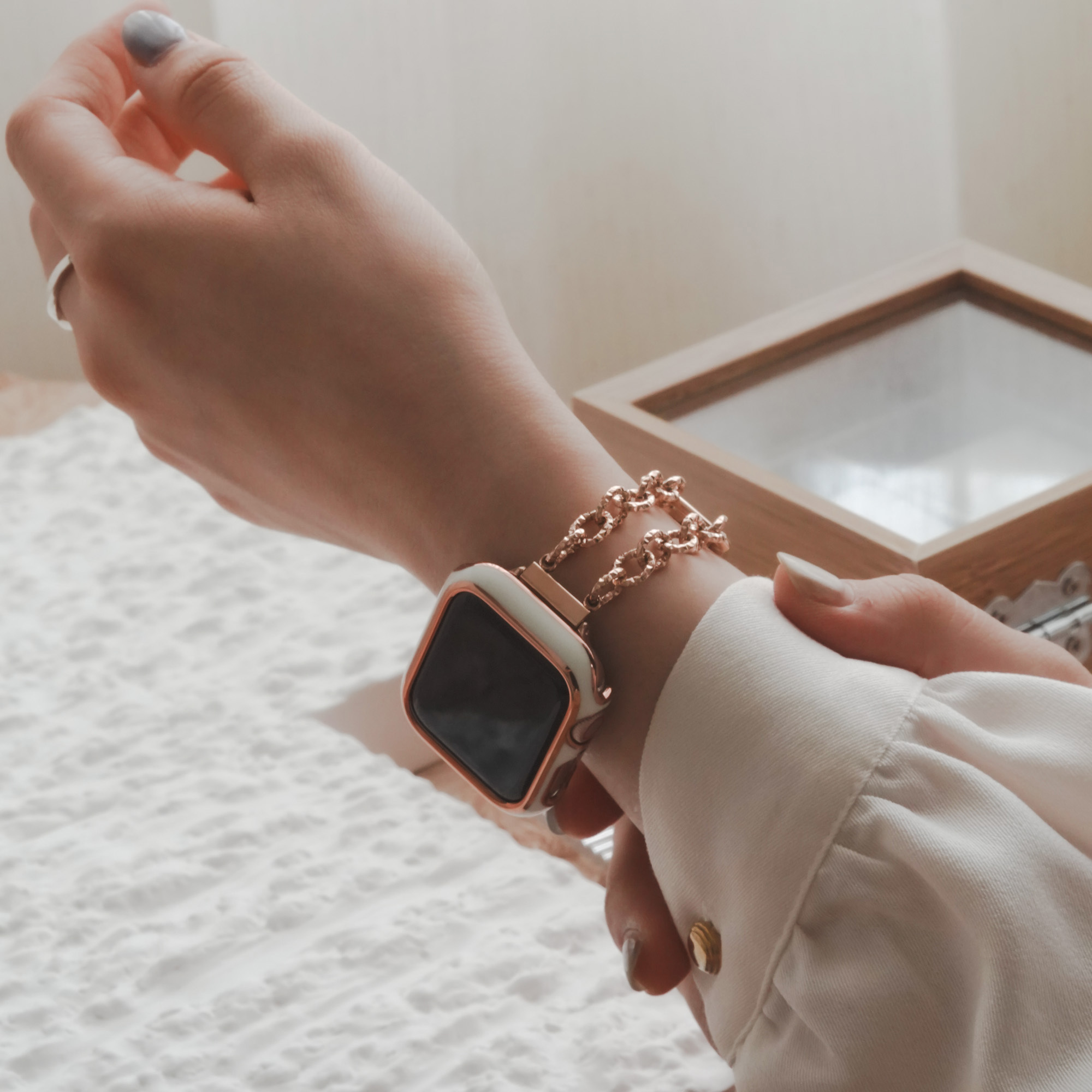 美型雙鍊 質感不鏽鋼 Apple Watch錶帶