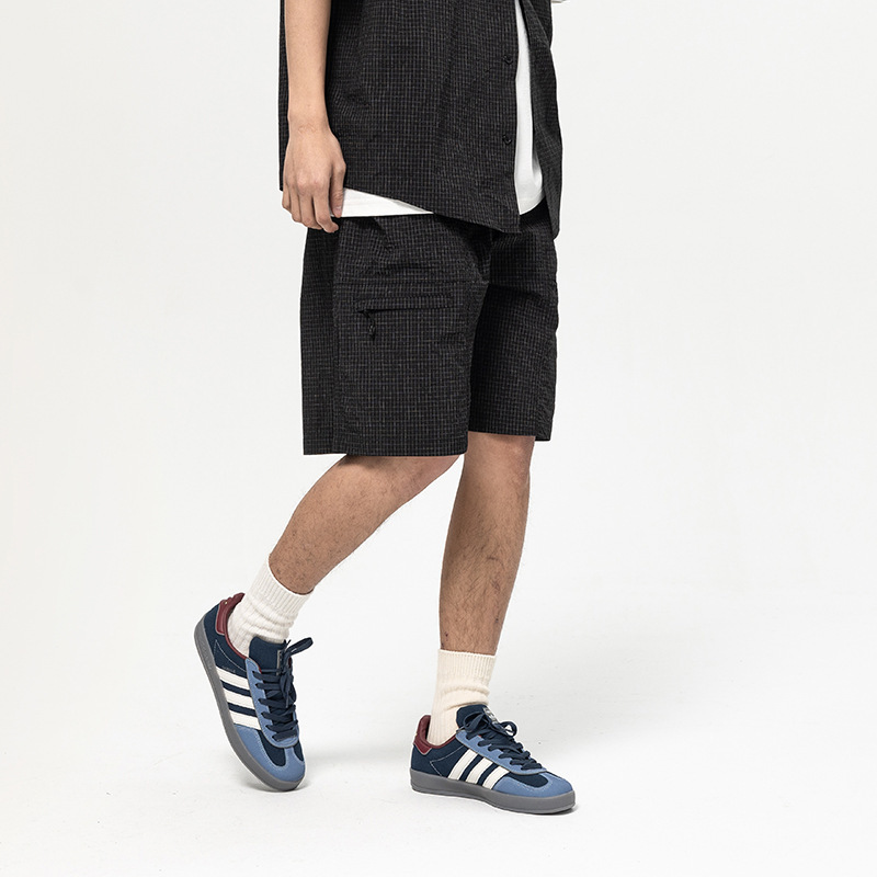 4M25 迷你格紋撞色工裝褲 兩色