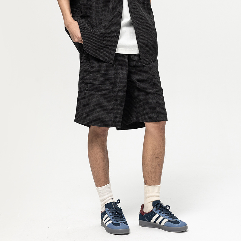 4M25 迷你格紋撞色工裝褲 兩色