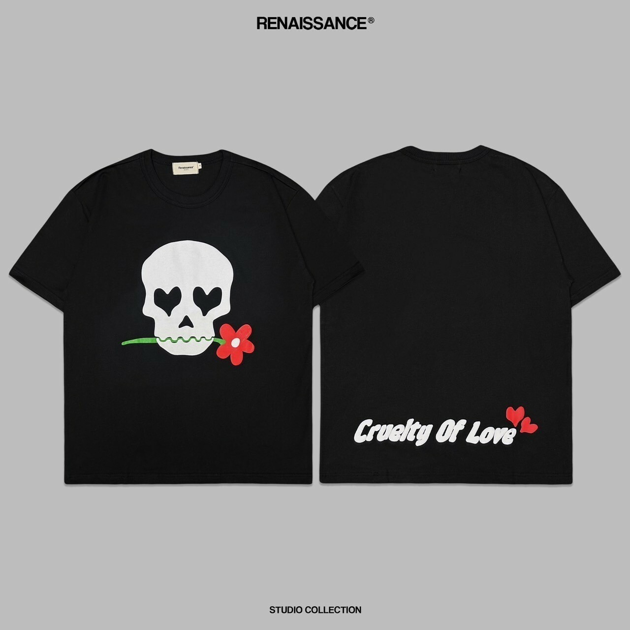 RENAISSANCE 限定款 立體發泡 骷髏玫瑰短袖 T 情人節限定款 小花 ‘’ Skull Flower Tee ‘’