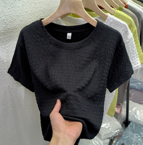 Loose White Short Sleeve T-Shirt (Black) (Size: M-2XL) (Contact customer service to confirm the shipping size after placing an order)