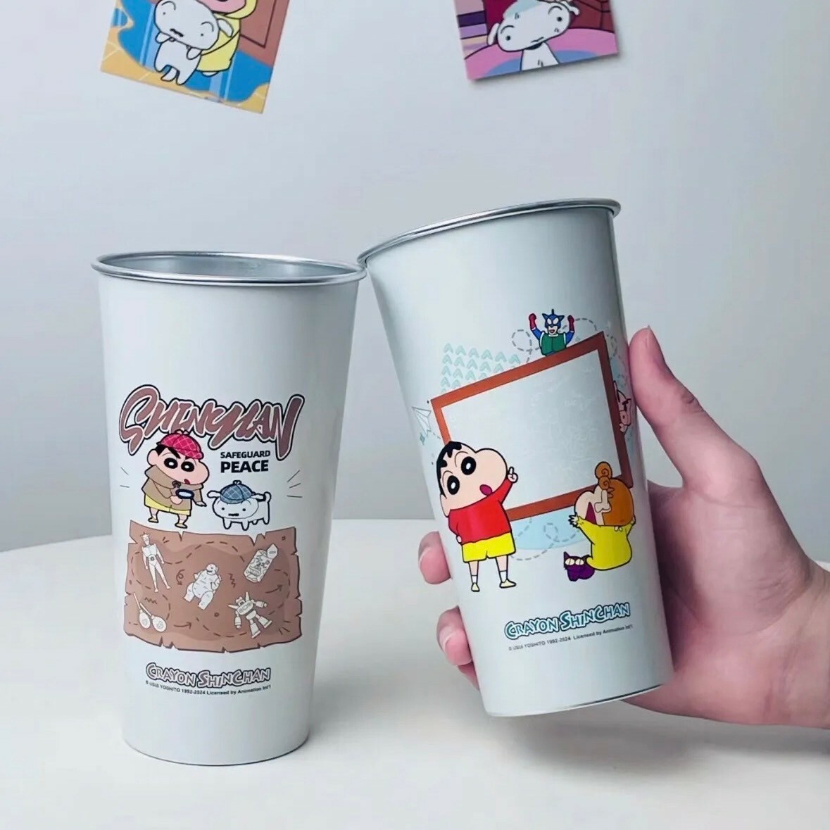 正版授權 蠟筆小新 遇冷變色杯 冷水杯 吸管杯