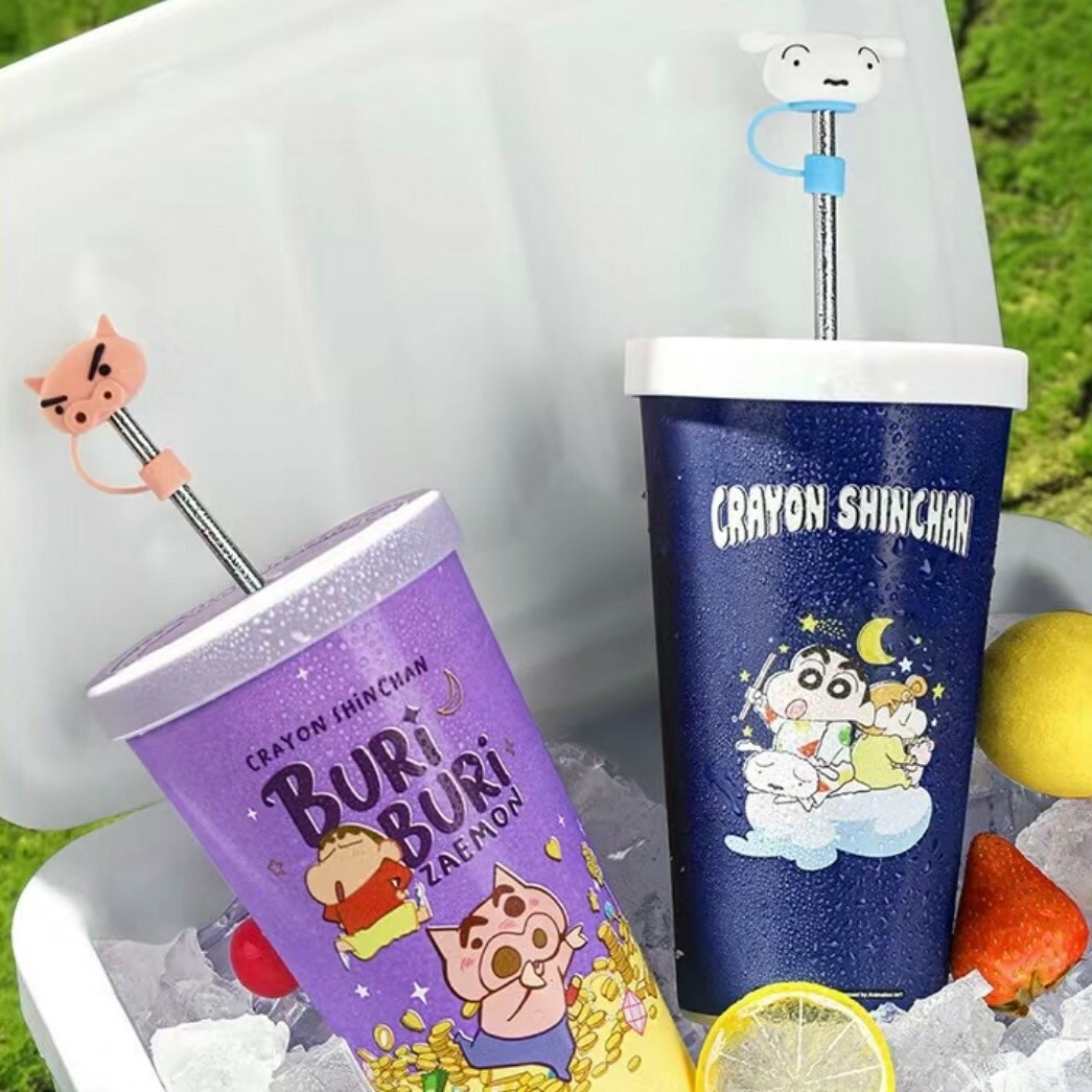 正版授權 蠟筆小新 遇冷變色杯 冷水杯 吸管杯