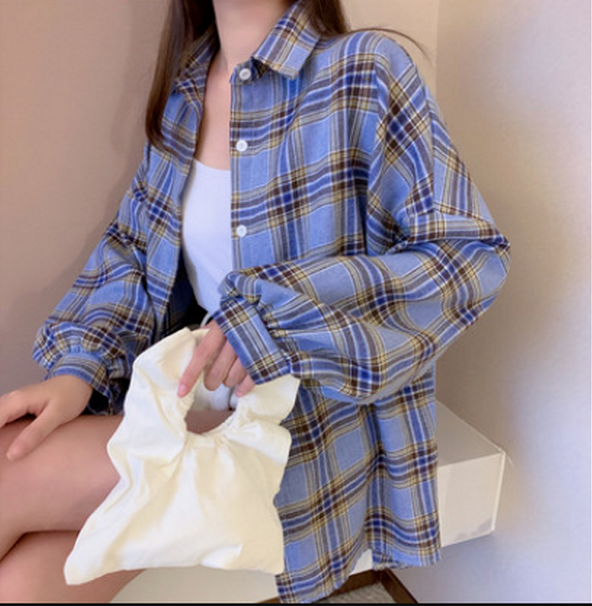 Hong Kong Medium Plaid Shirt (Blue) (Size: One Size)