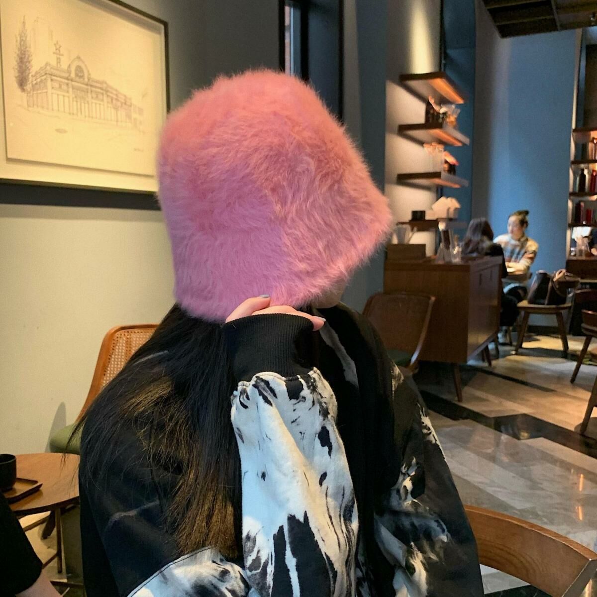 Hot selling versatile plush warm bucket hat (M (56-58cm) peach pink)