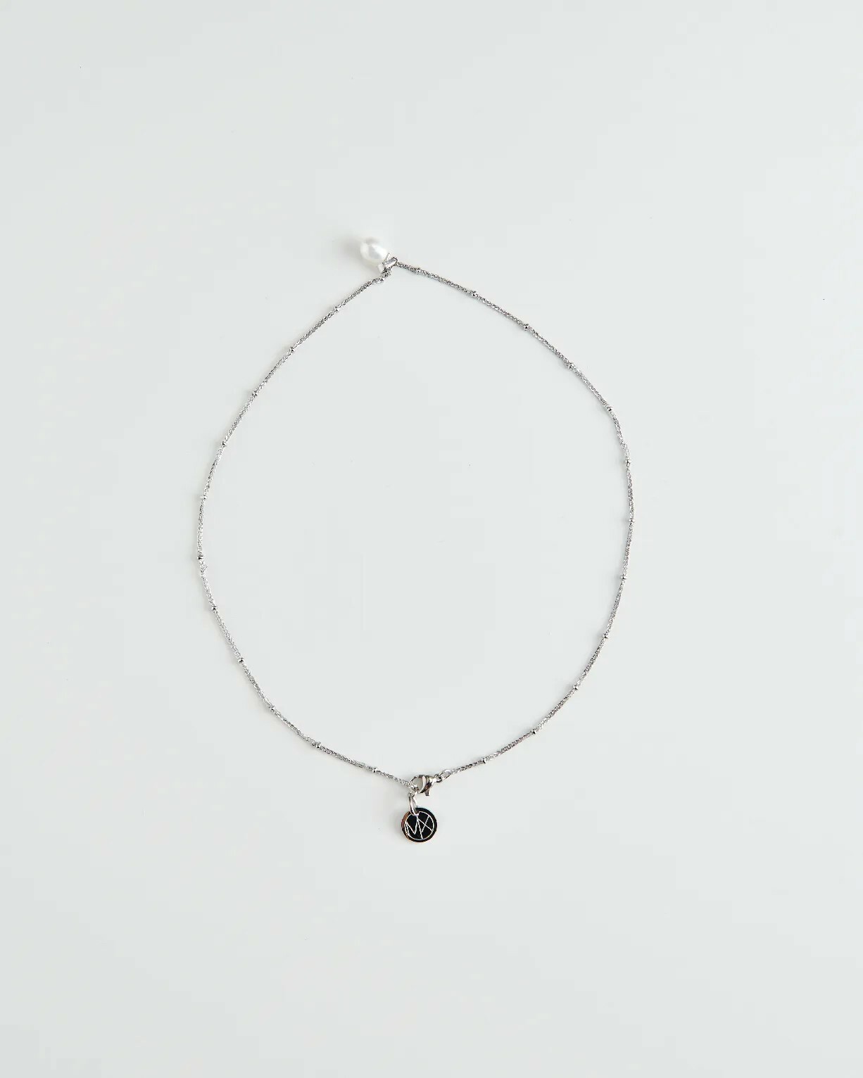 MIXTURE MN026 1.5MM 極細 純鋼 夾珠鍊 天然 淡水 珍珠 吊墜 項鍊