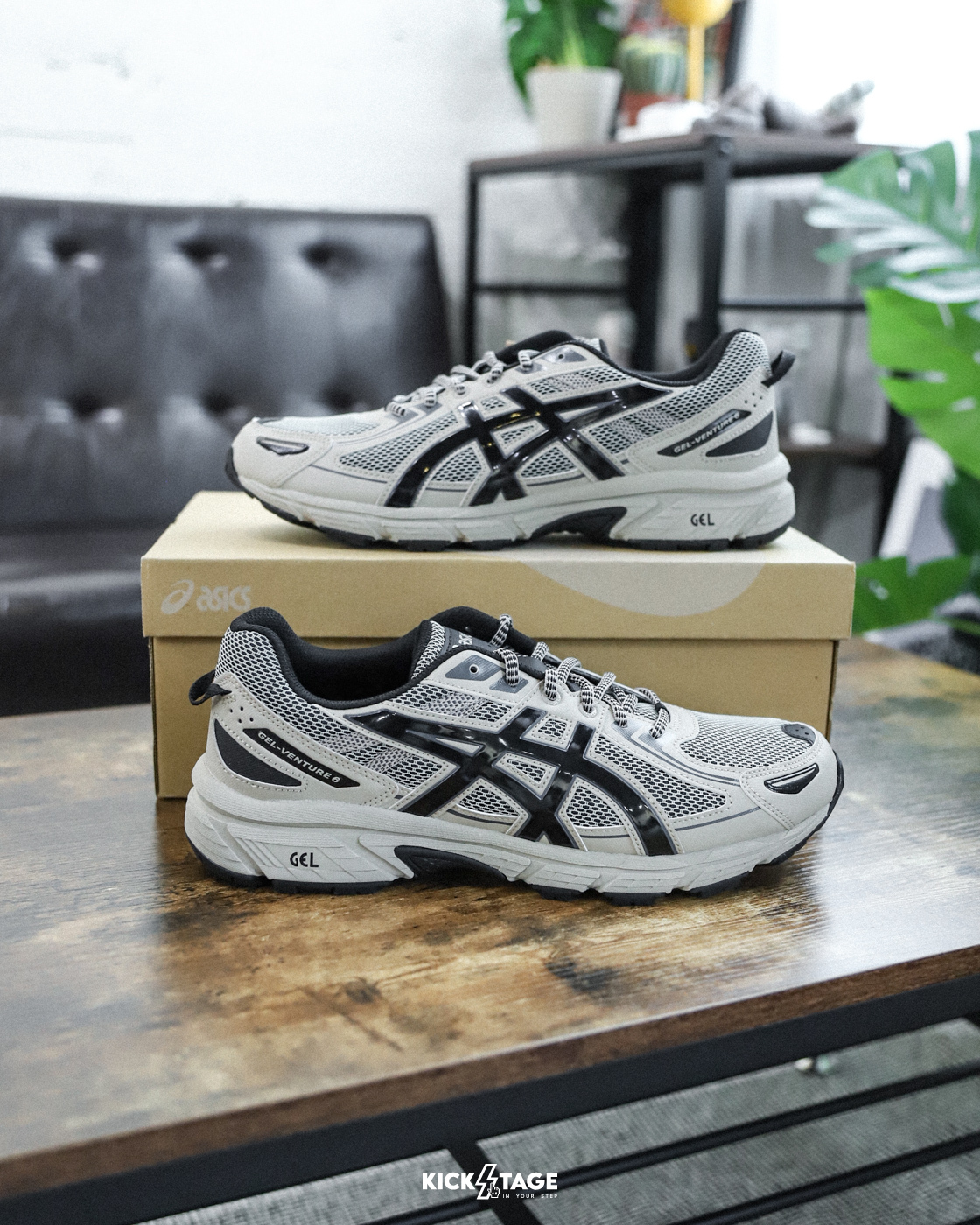 男鞋 ASICS GEL-VENTURE 6 'Feather Grey Black' 卡其黑 復古 運動 休閒鞋【1201A897-020】