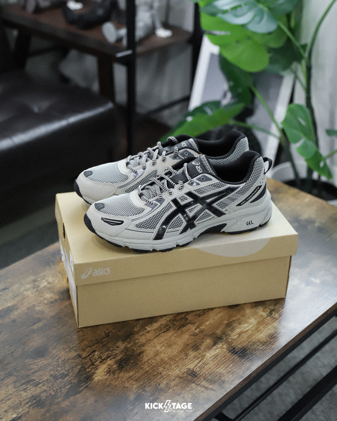 男鞋 ASICS GEL-VENTURE 6 'Feather Grey Black' 卡其黑 復古 運動 休閒鞋【1201A897-020】