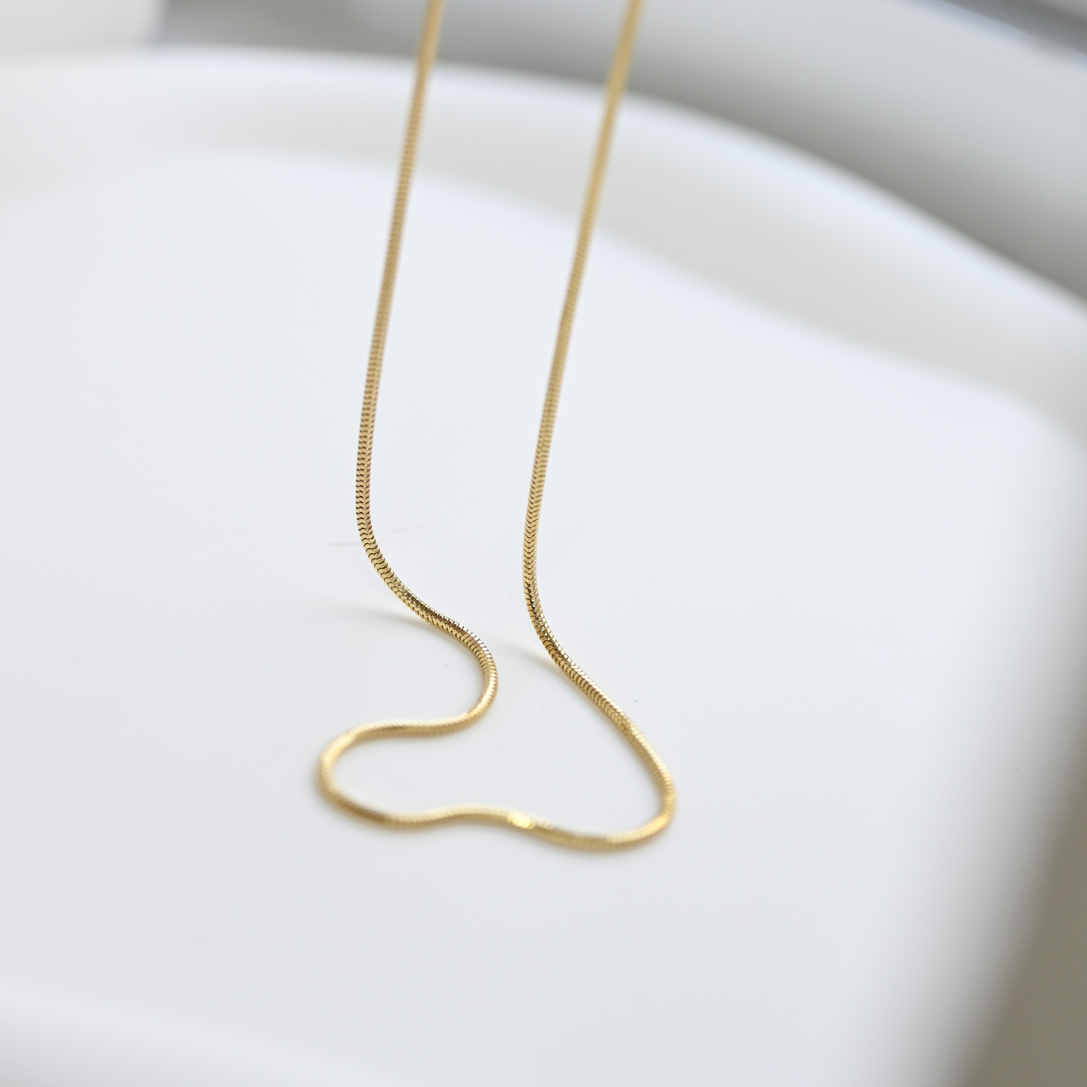 18K Yellow Gold 1.2mm Round Snake Chain Necklace