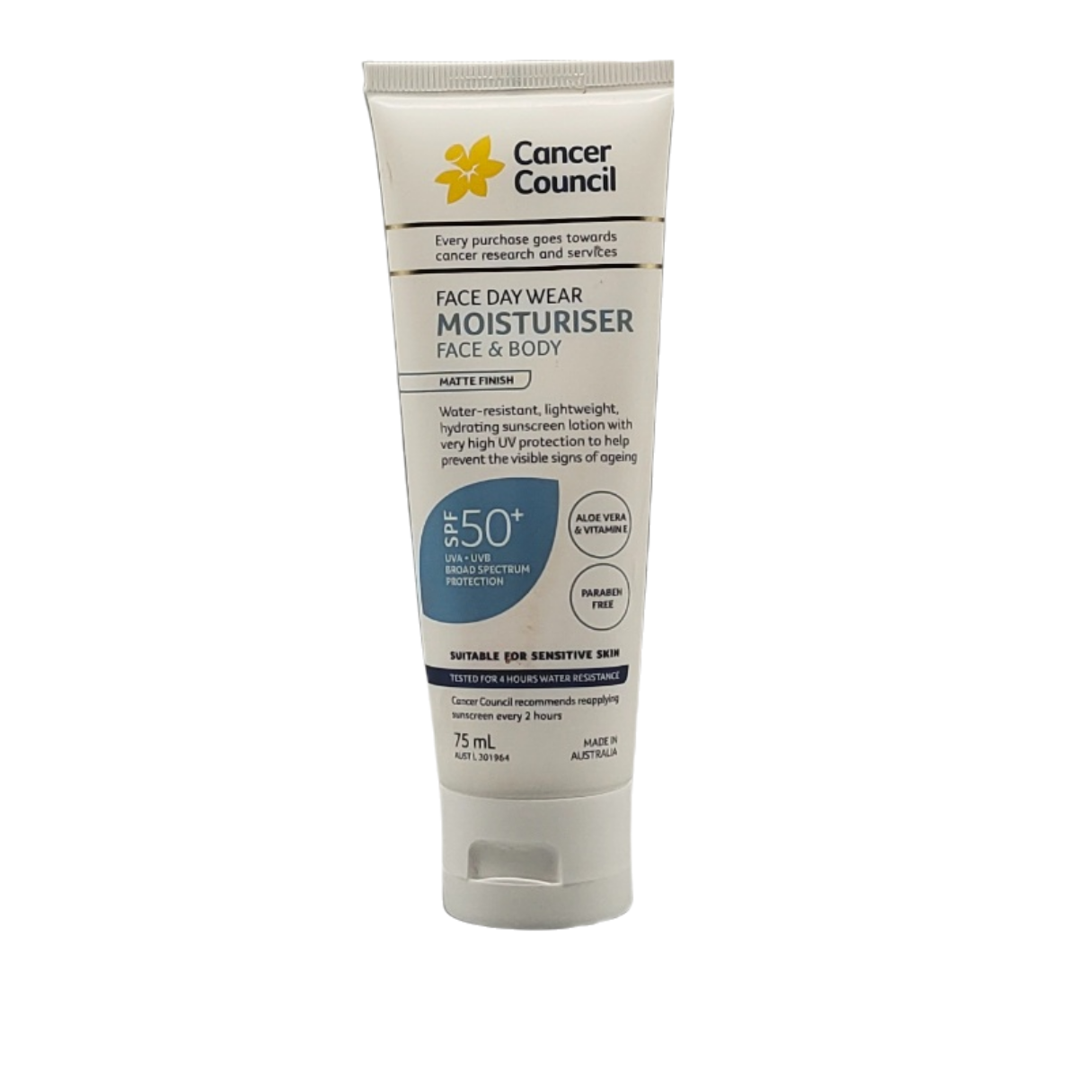 Cancer Council澳洲防癌協會面部日用保濕霜防水霜 SPF50+ 75ml