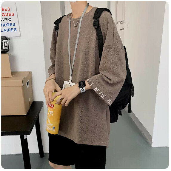 Men's T-shirt with cropped sleeves (T130 brown [size M_5XL] (contact customer service to confirm size after placing an order))