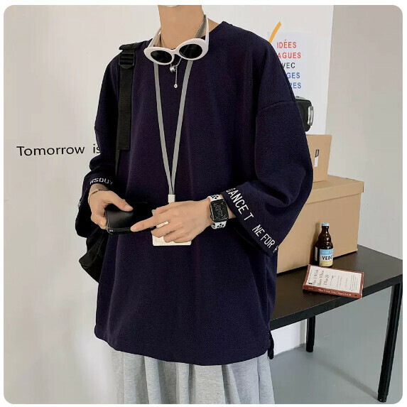 Men's T-shirt with three-quarter sleeves (T130 navy blue [size M_5XL] (contact customer service to confirm size after placing an order))